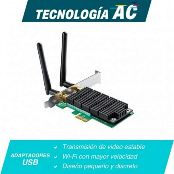 Tarjeta de red TP-Link Archer T4E, 2.4GHz y 5GHz, hasta 867Mbps, PCI TP-Link dual Band PCI-Express TP-Link 867 Mbit/s AC1200 Archer T4E