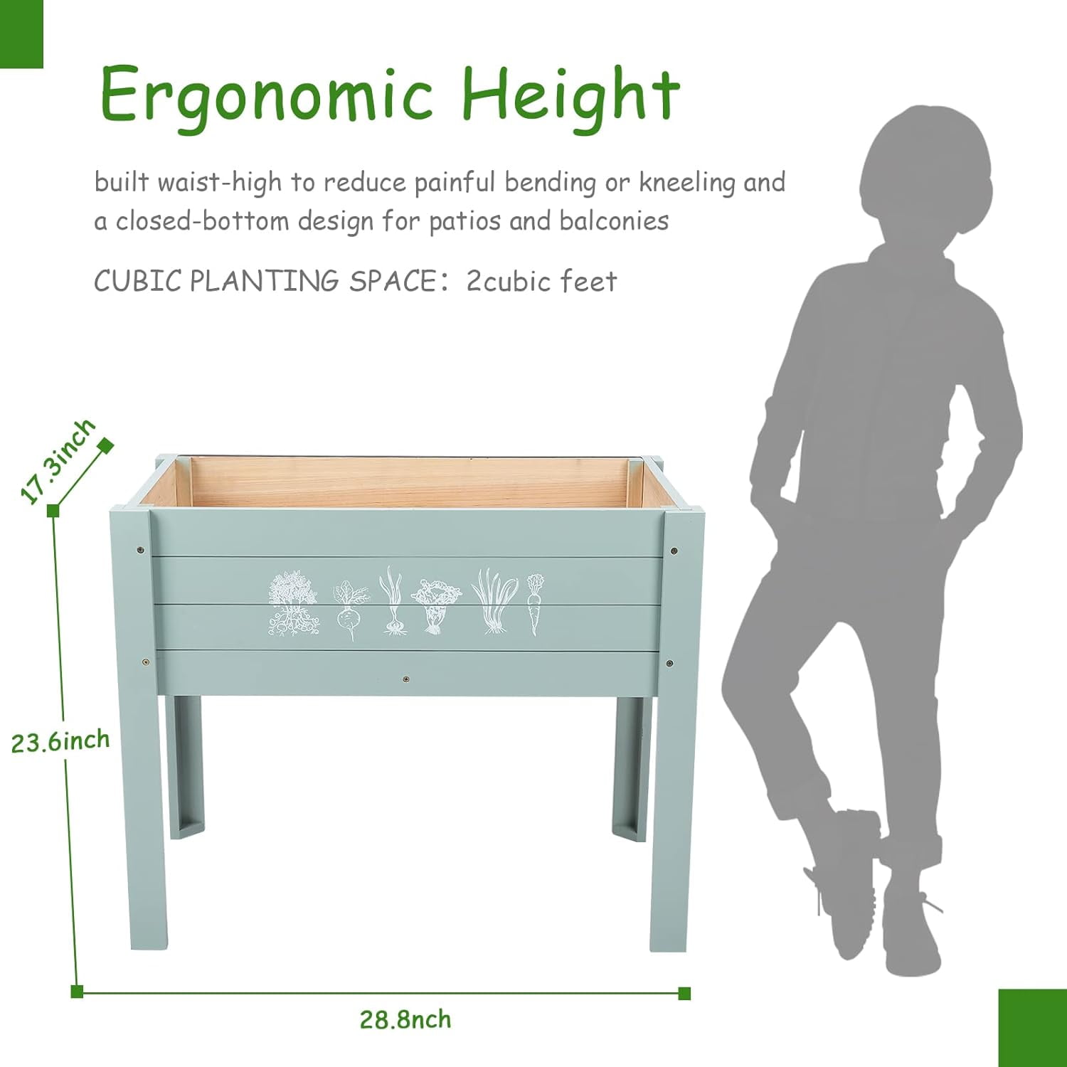 WONDER GARDEN Kids Raised Garden Bed,Raised Garden Bed-Planters for Outdoor Plants - Wood Planter Boxes Outdoor for Kids with Legs and DIY Chalkboard for Vegetables Flower Herb
