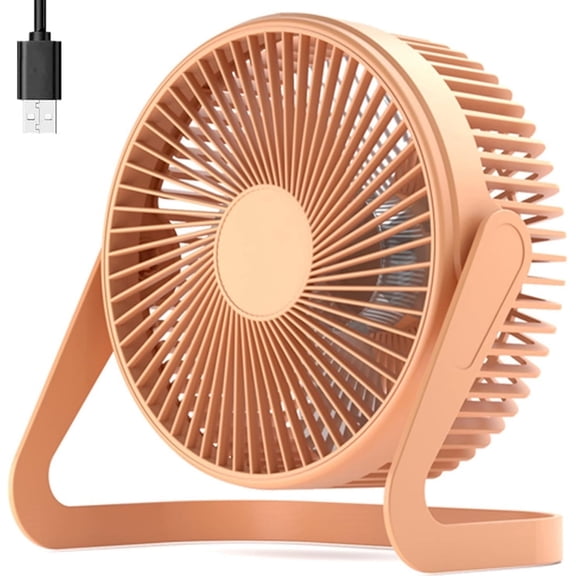 Topboutique USB Desk Fan,5 inch Mini Fan,Portable Fan,Small Table Fans,Personal Desktop Fan for Bedroom Home Office Travel,Rotate Quiet Cooling Strong Airflow,Orange