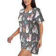 thumbnail image 3 of Womens Pajama Sets With Pocket, Cartoon Funny Cute Alpaca Lounge Sets Short Sleeve Sleepwear PJ Sets for Women, 3 of 6