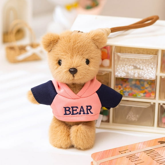 Xecvkr Cute Bear Plush Keychain, Mini Doll Pendant for Bag or Keys, Soft Stuffed Animal Toy, Gift for Girls and Couples, Birthday Present