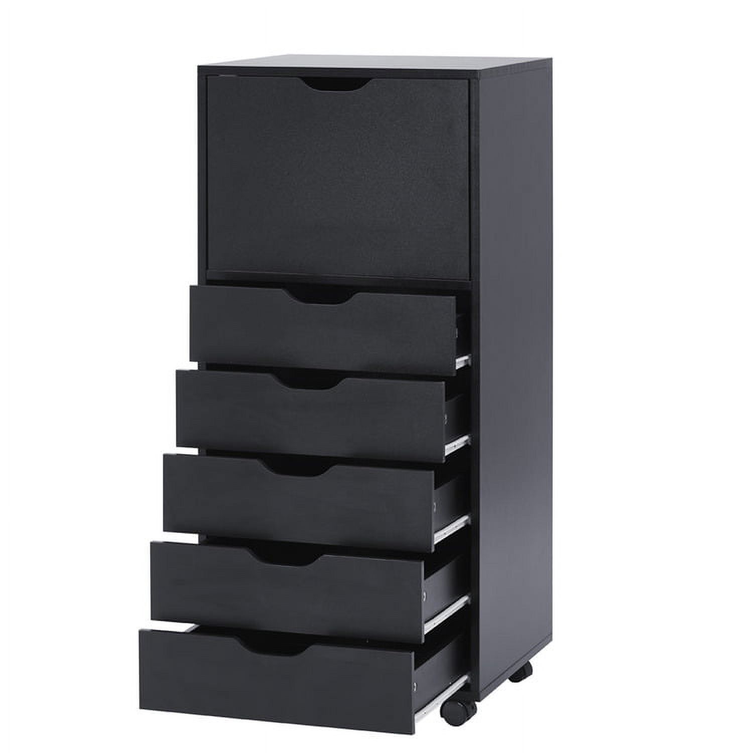 Office File Cabinets Wooden File Cabinets for Home Office Lateral File Cabinet Wood File Cabinet Mobile File Cabinet Mobile Storage Cabinet Filing Storage Drawer Cabinet by Naomi Home Black / 6 Drawer - image 3 of 5
