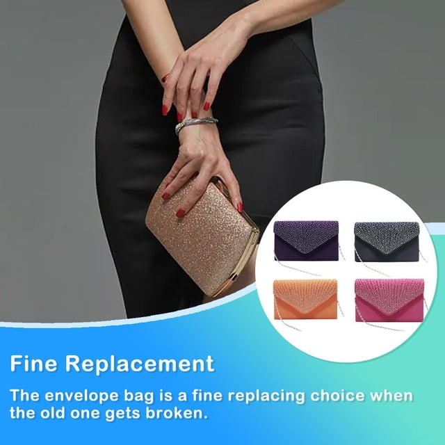 pitrice Women Envelope Bag Rectangular Hasp Rhinestone Stylish Fashionable Business Party Bridal Handbag Birthday Gift Light Purple