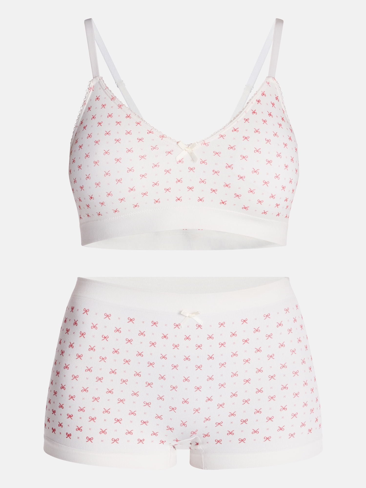 No Boundaries Seamless Triangle Bralette and Boyshorts Set, 2 Piece, Women's XS-XXL