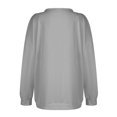 thumbnail image 4 of qelini Blouses for Women Dressy Casual Fall and Winter Loose Solid Color Round Neck Long Sleeve Button Plus Size Pullover Tops Fashion Arrivals Lightweight and Gray M, 4 of 4