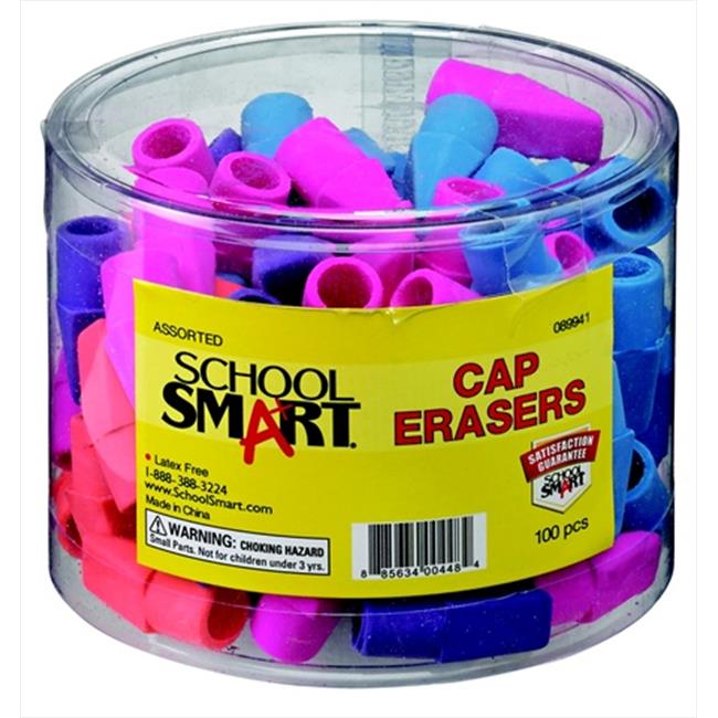 School Smart 089941 Chisel Shaped LatexFree Pencil Cap Eraser, Assorted, Pack 100 Walmart
