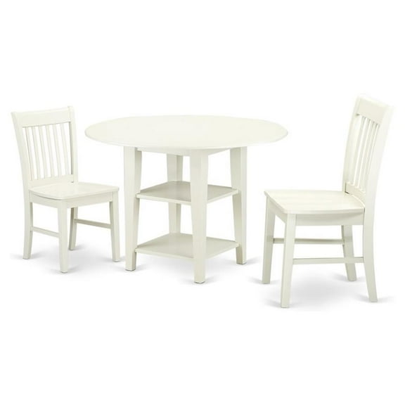 Atlin Designs 3-piece Dining Table and Chair Set in Linen White