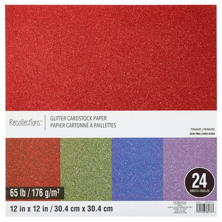 UPC: 0191518381733 | Glitter Primary 12 x 12 Cardstock Paper Pack by Recollections™ 24 Sheets