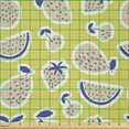 thumbnail image 2 of Ambesonne Fruits Fabric by the Yard Microfiber, Fresh Summer Eats Graphic, 5 Yards, Mustard Peach and Blue Violet, 2 of 2