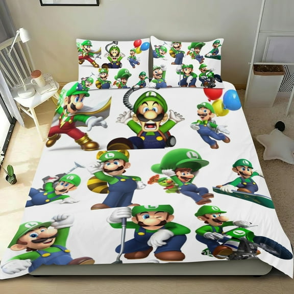 3 Piece Bedding Set For Luigi Mansion Duvet Cover Sets Comforter Cover Set Cute Super Soft For Teens Kids Bedroom Gifts,1 Duvet Cover with 2 Pillowcases Twin
