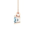 thumbnail image 3 of 2.5 ct Brilliant Princess Cut Solitaire Natural Swiss Blue Topaz 14k Rose Solid Gold Everyday Affordable Designer Necklace Pendant with 18" Chain, 3 of 6