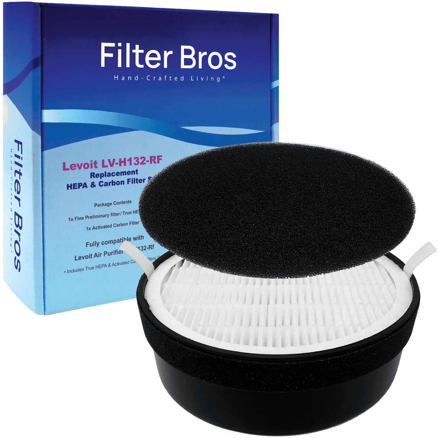 Filter Bros LVH132 compatible with LEVOIT True HEPA Air Purifier
