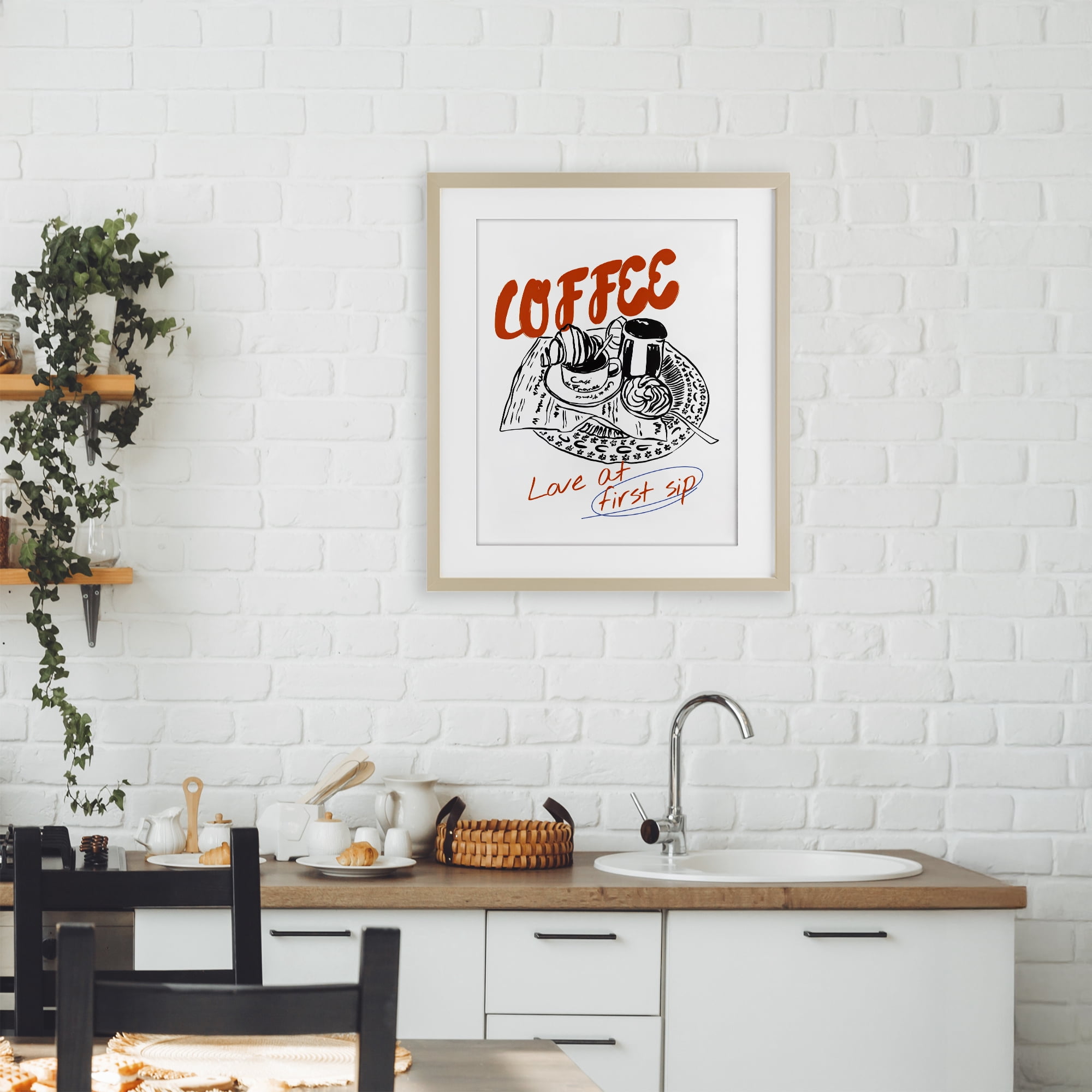 Stupell Industries Coffee Love At First Sip Birch Framed Print Under Glass, design by The Prints Vibe