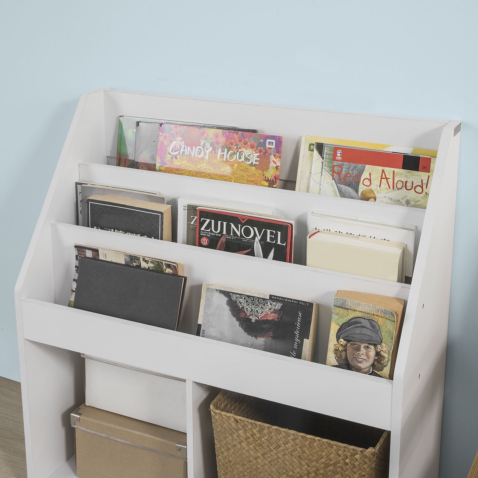white childrens bookcase