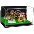thumbnail image 1 of Versatile Acrylic Display Case - Medium Rectangle Box with Mirror, Pink Risers, Wall Mount and Turf Base 15" x 8" x 9" (V11), 1 of 2
