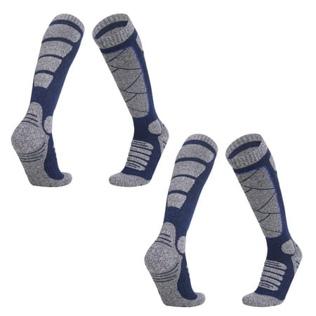 Ski Socks Outdoor Sports Thickened Mountaineering Socks Cold Weather Socks for Snowboarding Snow Winter Thermal Knee-high Warm Socks Hunting for Men,2PCS - Color blue