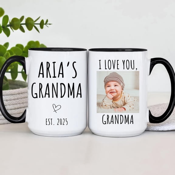 Grandchild Photo Coffee Mug Personalized Grandma Gift, Custom Picture Cup for Nana/Granny