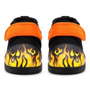 ikiki Scorching Hotrod Squeakerless Toddler Shoes | Black Flame Pattern