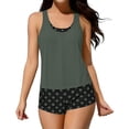 thumbnail image 2 of AHTJRT Women's 3 Piece Tankini Sets Swim Tank Top with Bra and Slimming High Waist Boy Shorts with Pockets 2026 Fashion Summer Beachwear Swimsuit Army Green M, 2 of 7