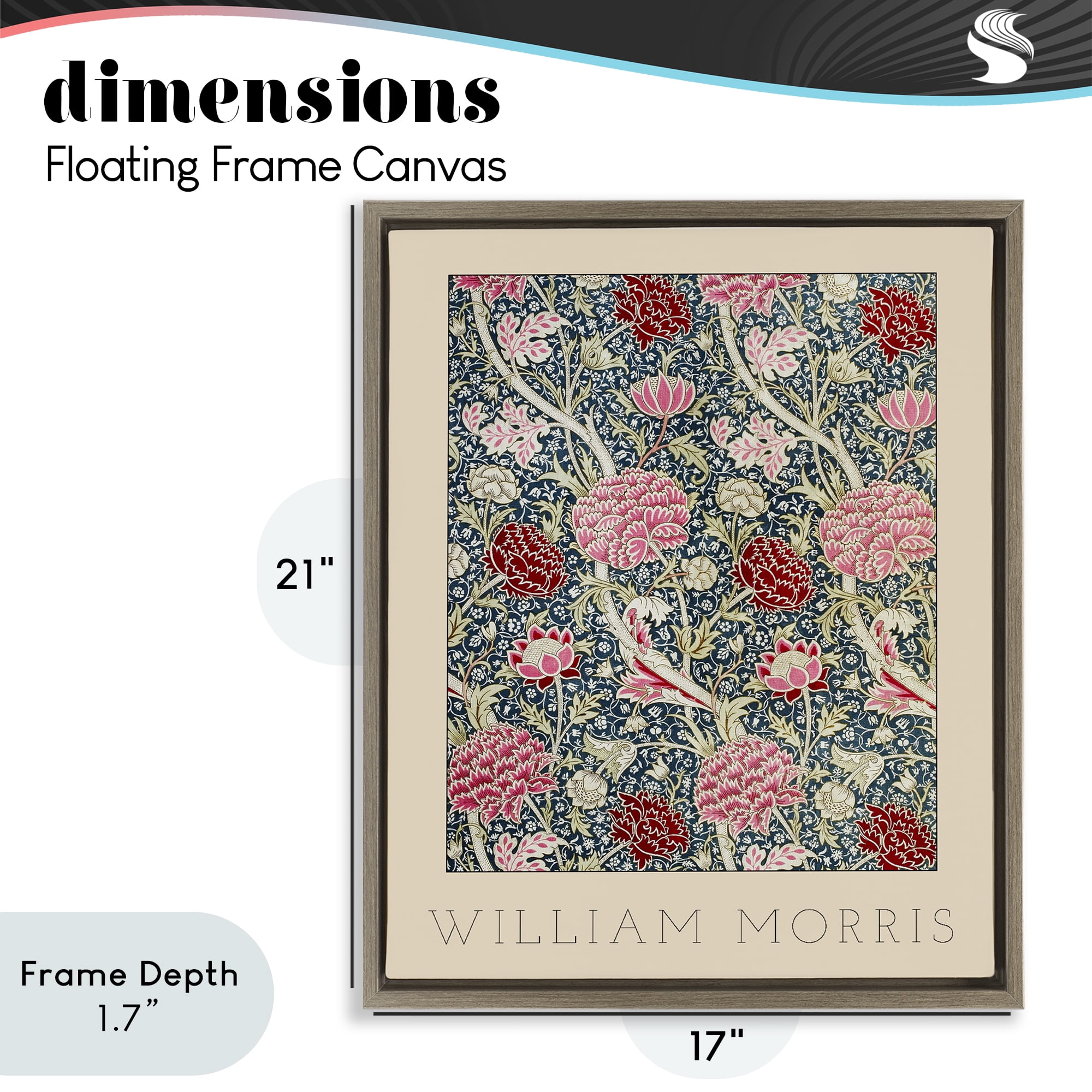 Stupell Industries Ornate Intertwined Flower Classic Brown Framed Floater Canvas Wall Art, design by Lil' Rue