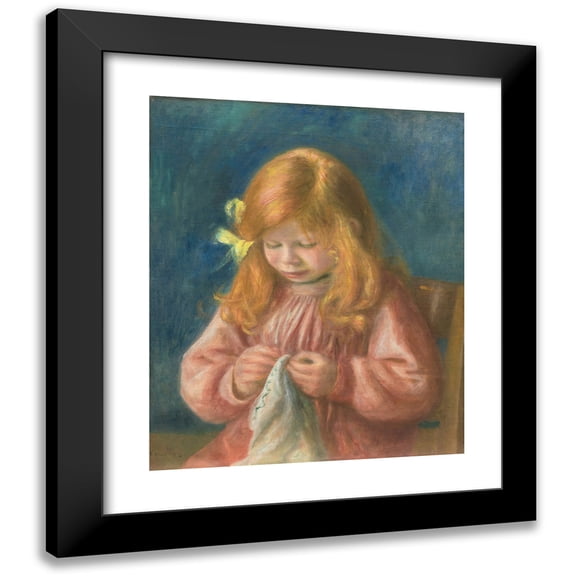 Pierre-Auguste Renoir 12x14 Black Modern Framed Museum Art Print Titled - Jean Renoir Sewing (1899-1900)