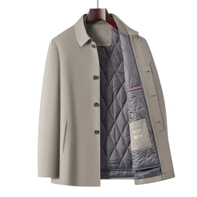 Chaqueta fina de invierno para hombre con forro desmontable, abrigo de algodón, abrigo informal de negocios, chaqueta gruesa, ropa de seda