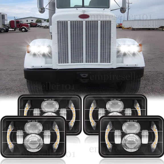 4x6" For Kenworth Peterbilt LED Headlights 357 379 378 Hi/Lo Seal Beam H4651