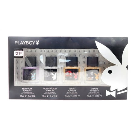 PLAYBOY Press to Play Eau De Toilette Set: New York, Hollywood, Vegas, Miami (each .67 Fl (The Best Playboy Models)