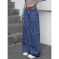 thumbnail image 6 of Women High Waisted Jeans Boyfriend Baggy Wide Straight Leg Casual Denim Pants Trousers L, 6 of 9