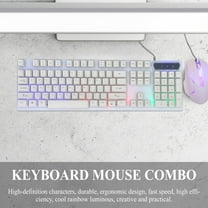 FENGGUIQU White Gaming Keyboard and Mouse Combo with LED Backlight and for PC and Laptop