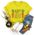 thumbnail image 4 of Prolriy Chemises de Pâques pour Femmes Joyeuses Pâques T-Shirt à Manches Courtes Col Rond Imprimé Lettre Carotte Haut Tenue de Pâques pour Femmes, Hauts Jaunes TG, 4 of 5