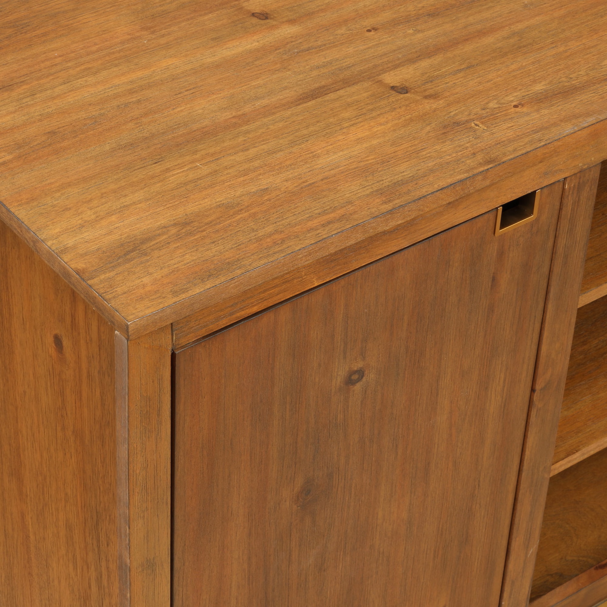 Bridgevine Home Tina 60 Inch TV Stand, High-Grade MDF, Laminate Shelves, Mango Tawny Finish