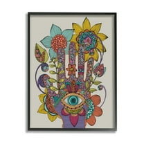 Stupell Industries Intricate Paisley Patterns Floral Hand Eye Shape Graphic Art Black Framed Art Print Wall Art, Design by Valentina Harper