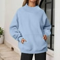 thumbnail image 2 of oqasdz Sweatshirt for Women Neck Drop Shoulder Pocket Lined Oversized Long Sleeve Pullover Brushed Thermal Versatile Casual Dailywear, 2 of 6