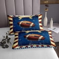 thumbnail image 2 of American Football Bedspread Twin Size 2 Pcs,Retro Red Stripes Blue Grid Bedding Sets for Kids Boys Teens,Rugby Sports Theme Western Style Coverlet Set with 1 Pillowcase, 2 of 4