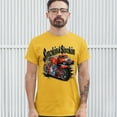 thumbnail image 3 of Tee Hunt Smokin & Strokin T-shirt Chopper Biker Hot Rod Live to Ride Men's Tee, Yellow, Small, 3 of 5