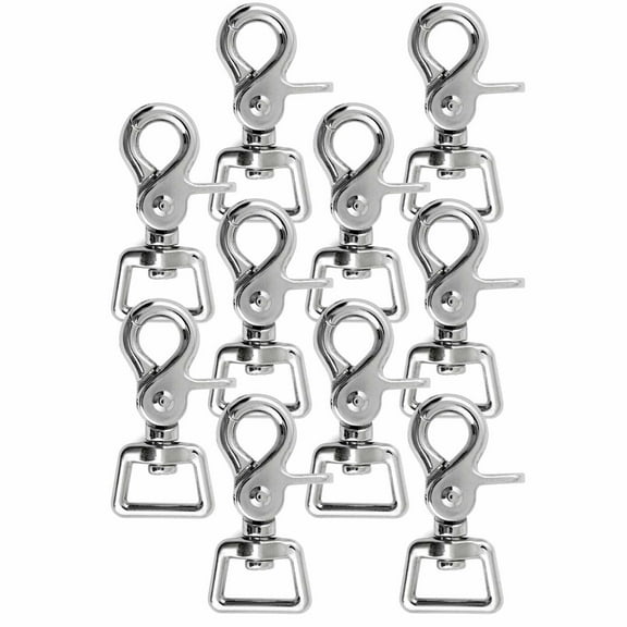 Jeffers Trigger Snap Clip 2.5" with Swivel Square Eye – Nickel Plated for Rope, Pet Leash, Keychain, DIY, Camping, Tools – 3/4" 10 Pack