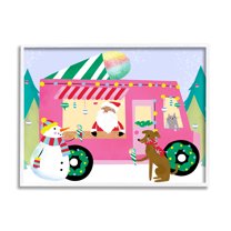Santa Claus Serving Snow Cones Whimsical Design Transportation Graphic Art Framed Art Print Wall Art