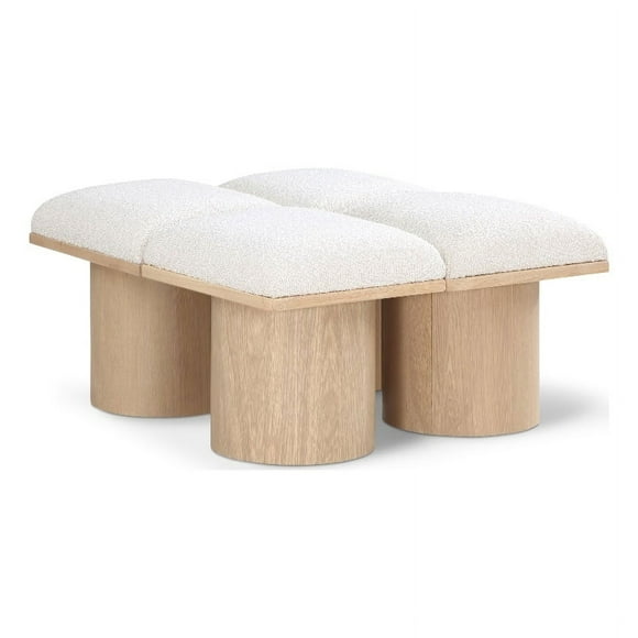 Meridian Furniture Pavilion Cream Boucle Fabric Bench