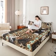 thumbnail image 3 of Erosebridal Tribal Aztec Full Size Sheets, Leopard Cheetah Print Bed Sheets, 4pcs, 3 of 5