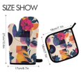 thumbnail image 2 of Yayeee Oven Mitts and Pot Holder Set of 2 Heat Resistant Kitchen Gloves Baking Hot Pad, Flowers Pattern Style, 2 of 5