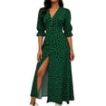 thumbnail image 2 of ChaoHeng Womens Summer Dresses Striped V Neck Drawstring Waist A Line Mini Short Sleeve Tunic Dress Green S, 2 of 6
