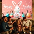 thumbnail image 6 of JingChun Fabric Spring Easter Backdrop for Photography Colourful Floor Eggs Happy Bunny Rustic Wooden Wall Background for Baby Shower Newborn Kids Portrait Photo Studio Props, 6 of 6