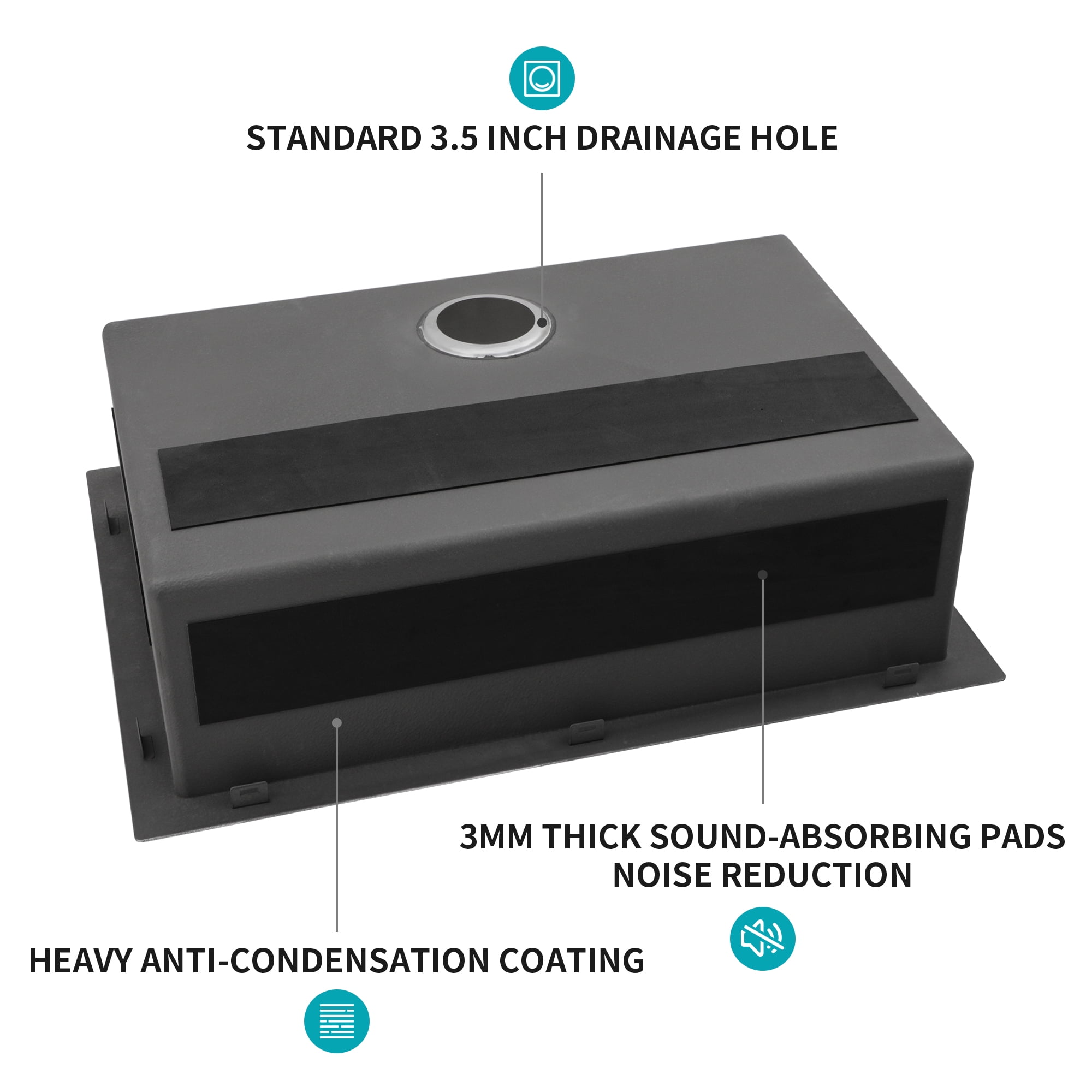 Izzovium 30x22 Inch 16 Gauge Stainless Steel Single Bowl Topmount Kitchen Sink, Brushed Nickel Finish with Soundproof Pad & Drain Assembly, Drop-In Design for Easy Installation