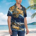 thumbnail image 3 of Fuzoiu Golden Fantasy Landscape Print Hawaiian Shirt for Men, Summer Beach Casual Short Sleeve Button Down Shirts, Men’s Beach Summer Shirts with Pocket,Large, 3 of 7