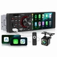 thumbnail image 1 of Car Stereo Single Din with CarPlay Android Auto, 4 Inch Touch Screen MP5 Player, Bluetooth FM Mirror Link Backup Camera, 1 of 8