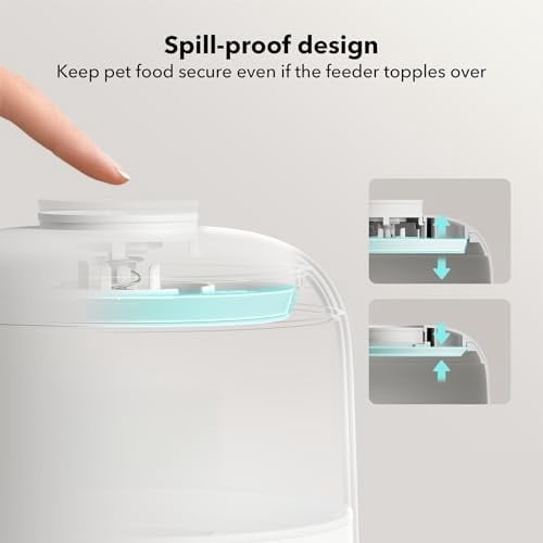 Automatic Cat Feeder, Wi-Fi Rechargeable Cats Food Dispenser Battery-Operated with 30-Day Life, AIR 2.4G Wi-Fi Timed Pet Feeder for Cats & Dogs, 2L Auto Cats Feeder, White