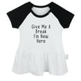 thumbnail image 1 of Give Me A Break I'm New Here Funny Dresses For Baby, Newborn Babies Skirts, Infant Princess Dress, 0-24M Kids Graphic Clothes (Black Raglan Dresses, 6-12 Months), 1 of 5