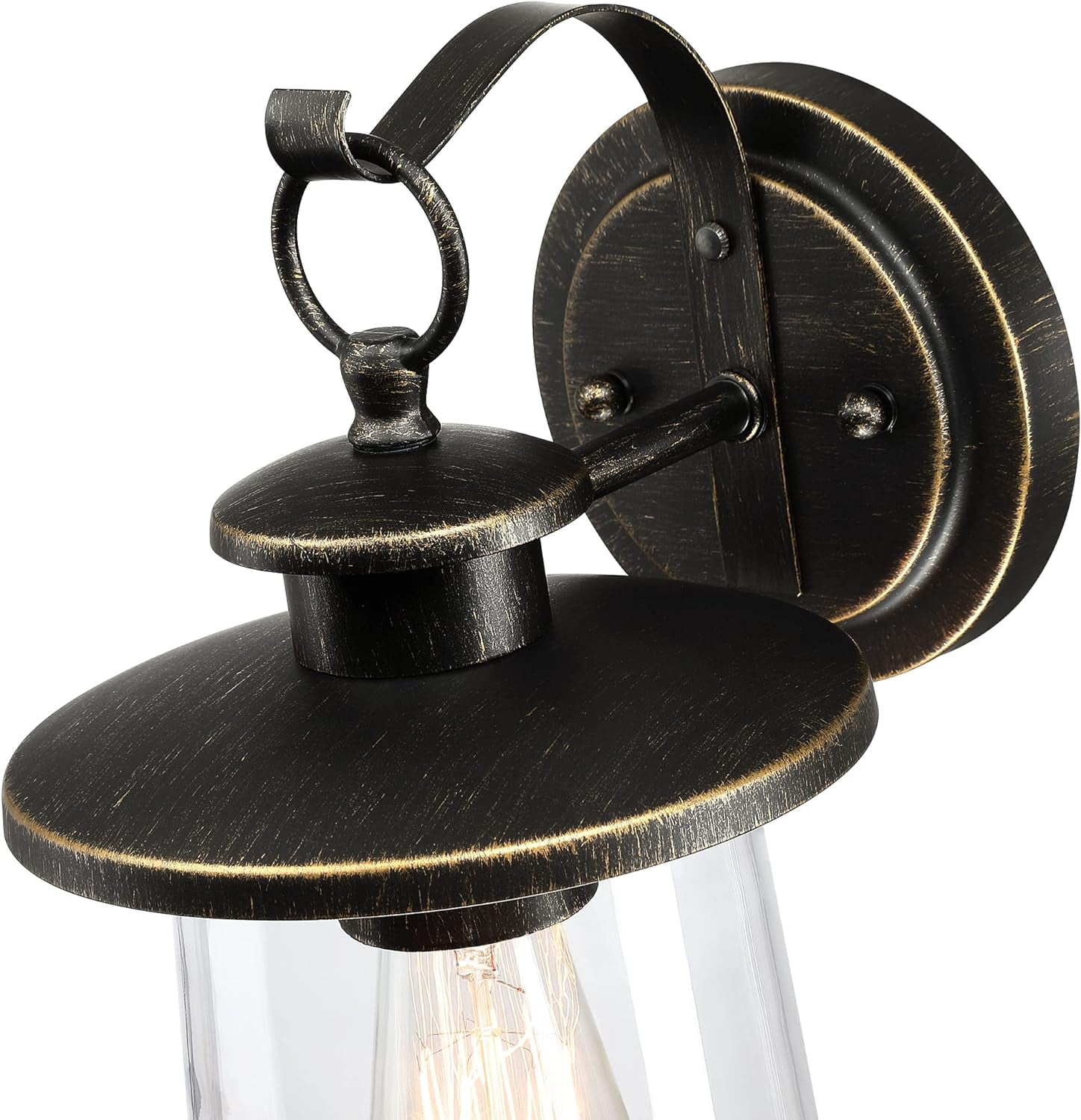 Revtronic Outdoor Wall Lights, Rustic Bronze, Exterior Light Fixtures with Clear Glass Shade for Outside House Garage