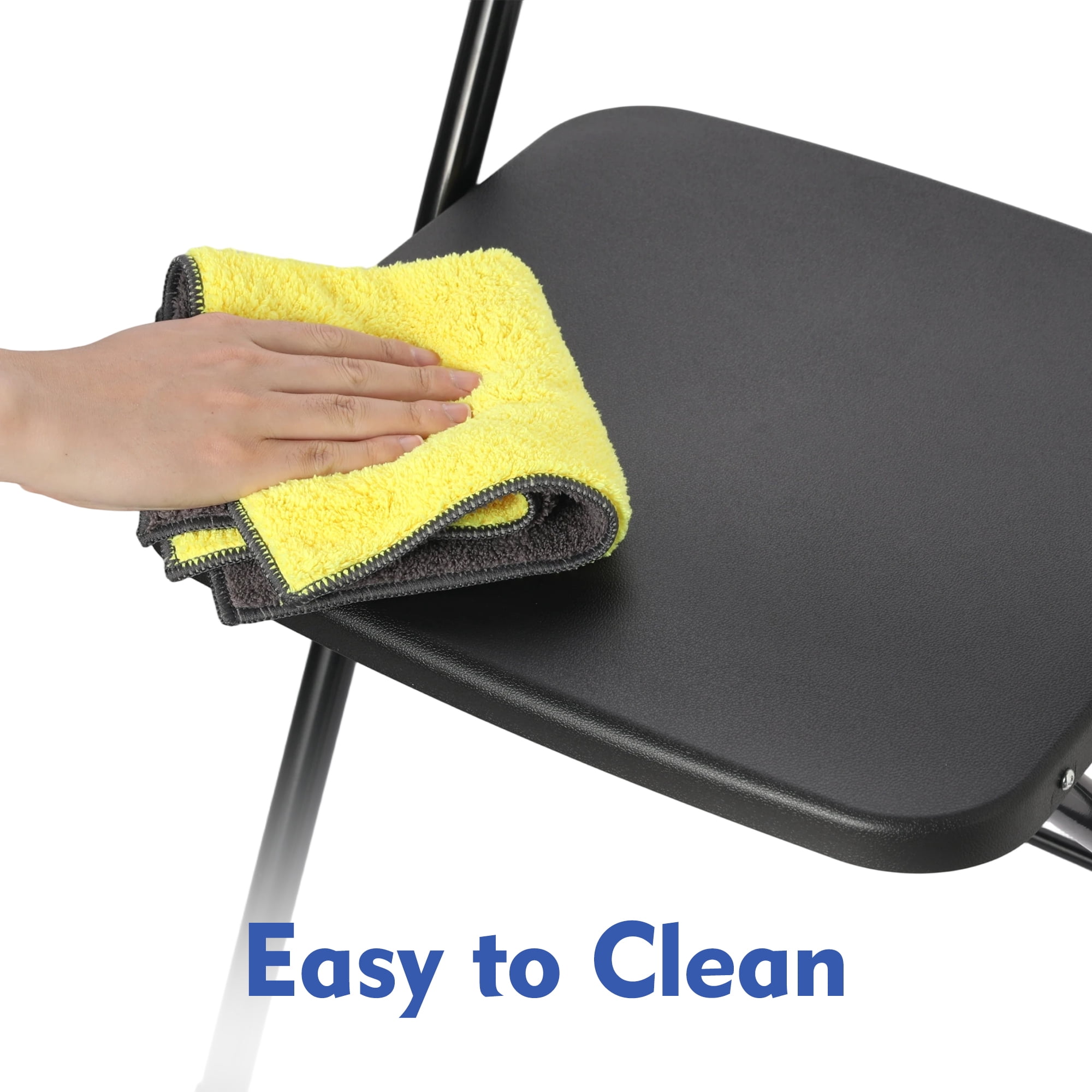 (12 pack) Mainstays Resin Folding Chair with Carry Handle, Black, Set of 4